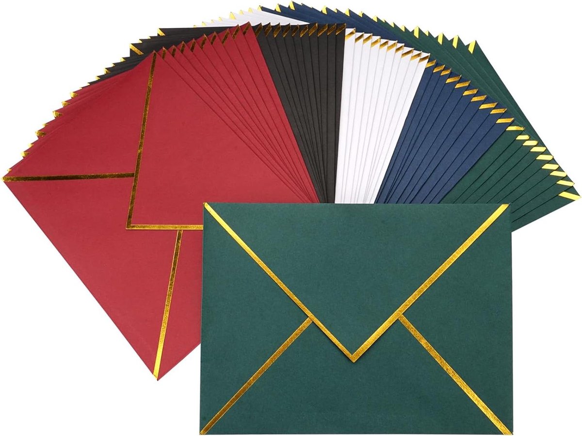   - Goudfolierand Uitnodigingsenveloppen 50 stuks | 183 x 133 cm V-klep | Bruiloften Feest Verjaardag